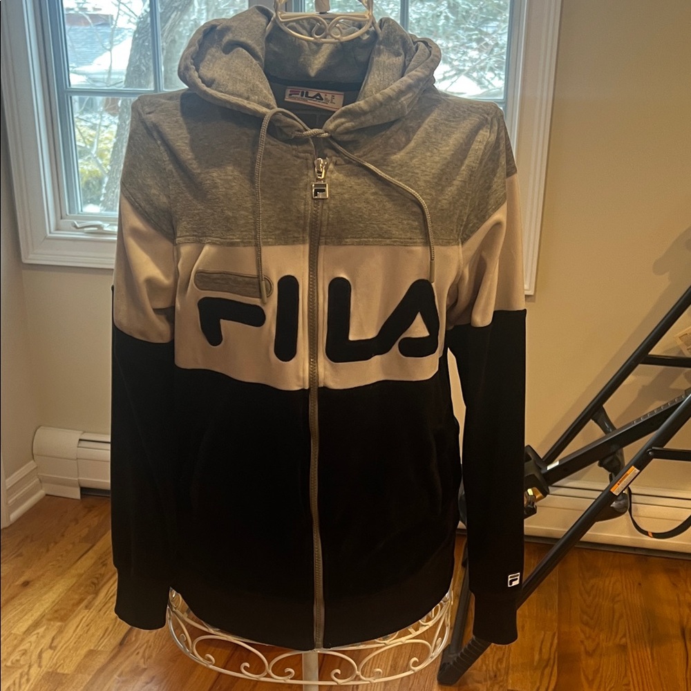 Fila Black, Gray, and white  Zip-Up Hoodie